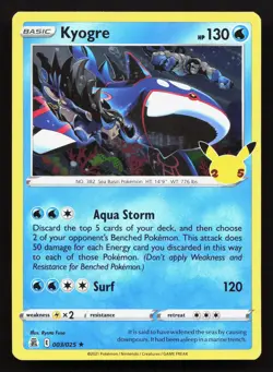 Kyogre 003/025 Celebrations NM Pokemon Card TCG - Image 1
