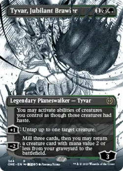 NM-Mint, English MTG Regular Tyvar, Jubilant Brawler - Borderless Manga Phyrexia - Image 1