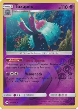 Toxapex - 63-149 Rare Reverse Holo Sun & Moon base set Pokemon - Image 1