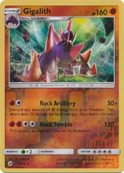 Gigalith - 71 149 Rare Reverse Holo Sun & Moon base set Pokemon - Image 1