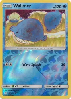 Wailmer - 45 236 Common Reverse Holo Cosmic Eclipse Pokemon - Image 1