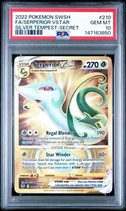 PSA 10 Gem Mint Serperior VSTAR 210/195 Pokemon TCG 2022 Silver Tempest - Image 1