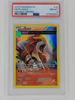 Pokemon 2015 XY Ancient Origins ENTEI Holo #15 Graded PSA 8 RARE - Image 1
