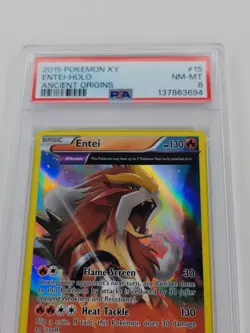 Pokemon 2015 XY Ancient Origins ENTEI Holo #15 Graded PSA 8 RARE - Image 2