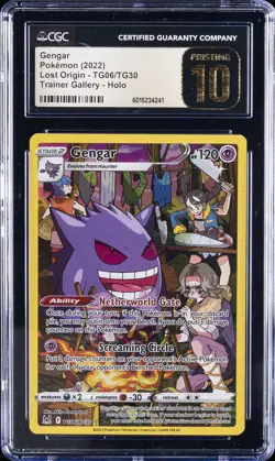 2022 POKEMON LOST ORIGIN, TRAINER GALLERY - HOLO GENGAR CGC 10 PERFECT - Image 1