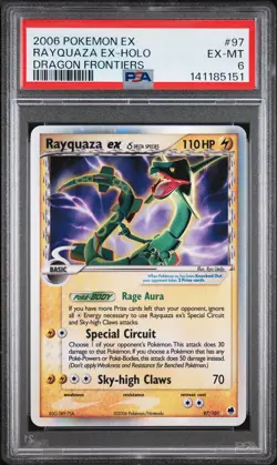 2006 POKEMON EX DRAGON FRONTIERS #97 RAYQUAZA EX-HOLO PSA 6 - Image 1