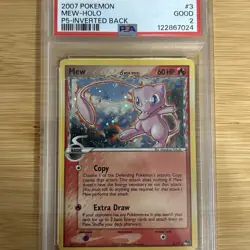 2007 Pokemon Mew Pop Series 5 Holo Inverted Back 3/17 PSA 2 Good - Image 2