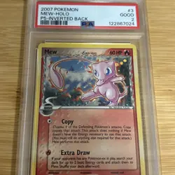 2007 Pokemon Mew Pop Series 5 Holo Inverted Back 3/17 PSA 2 Good - Image 3