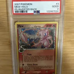 2007 Pokemon Mew Pop Series 5 Holo Inverted Back 3/17 PSA 2 Good - Image 4