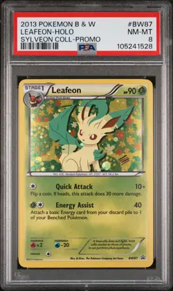 2013 POKEMON BLACK STAR PROMO LEAFEON #BW87 HOLO FOIL PSA 8 NM-MT #105241528 - Image 1