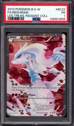 2013 Pokemon BW Legendary Treasures Radiant Collection Reshiram #RC22 PSA 1 POOR - Image 1