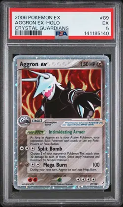 2006 POKEMON EX CRYSTAL GUARDIANS #89 AGGRON EX-HOLO PSA 5 - Image 1