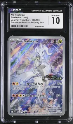 CGC Gem Mint 10: N's Reshiram (167/159) Pokemon Journey Together (Stamped) (EN) - Image 1