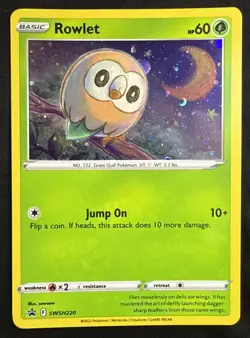 Pokemon TCG Rowlet SWSH220 SWSH Black Star Promos Holo NM - Image 1