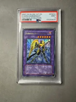 YuGiOh Elemental Hero Darkbright TAEV-EN042 Tactical Evolution 1st Edition PSA 9 - Image 1