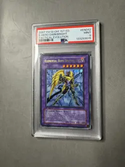 YuGiOh Elemental Hero Darkbright TAEV-EN042 Tactical Evolution 1st Edition PSA 9 - Image 3