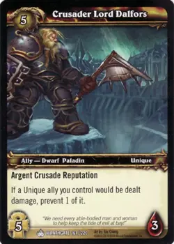 Moderate Play WoW TCG Crusader Lord Dalfors Wrathgate World of Warcraft - Image 1