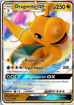 Dragonite GX 37/70 Holo GX Rare Dragon Majesty Pokemon NM/M - Image 1