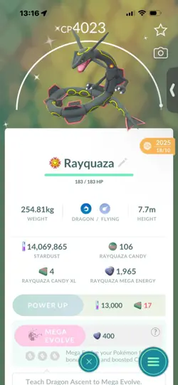 Pokemon Go Legendary Shiny Rayquaza ( High CP ) - Image 1