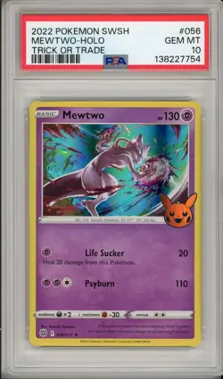 2022 Pokemon SWSH Trick or Trade Mewtwo Holo #056 PSA 10 - Image 1