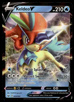 Pokemon TCG SWSH Base Set #053/202 Keldeo V NM - Image 1