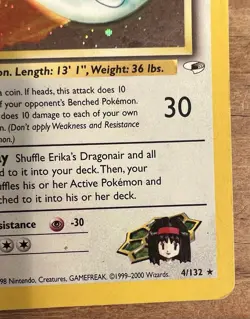 Pokemon Erika’s Dragonair 4/132 Gym Heroes Holo Rare WOTC LP/MP - Image 5