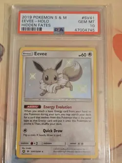 2019 Pokemon Sun & Moon Hidden Fates #SV41 Eevee-Holo Hidden Fates PSA 10 - Image 1