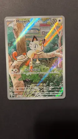 Pokemon Meowth 106/094 Illustration Rare Full Art Holo Basic 70 HP Fury Swipes - Image 1