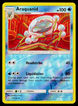 Araquanid - Reverse Holo 65/236 Uncommon Pokemon SM - Cosmic Eclipse NM - Image 1