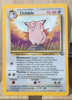 Clefable 17/64 - Jungle - Rare Non Holo - 1999 Pokemon LP - Image 1