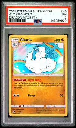 2018 POKEMON SUN & MOON DRAGON MAJESTY #40 ALTARIA-HOLO PSA 7 - Image 1