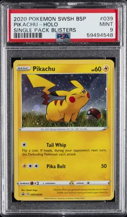 2020 POKEMON SWSH BLACK STAR PROMO SINGLE PACK BLISTERS #039 PIKACHU-HOLO PSA 9 - Image 1