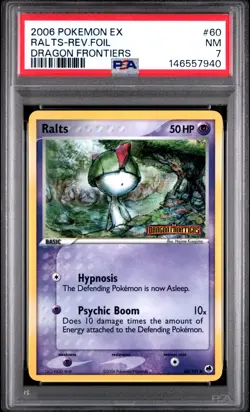 2006 POKEMON EX DRAGON FRONTIERS #60 RALTS-REVERSE FOIL PSA 7 - Image 1