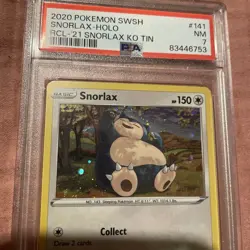 2020 POKEMON SWORD & SHIELD REBEL CLASH #141 SNORLAX-HOLO PSA 7 - Image 2