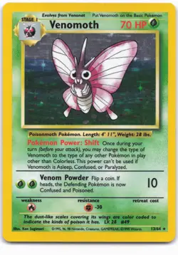 ERROR No Symbol Venomoth 13/64 Jungle 1999 Holo Rare WOTC Pokemon Card TCG LP - Image 1