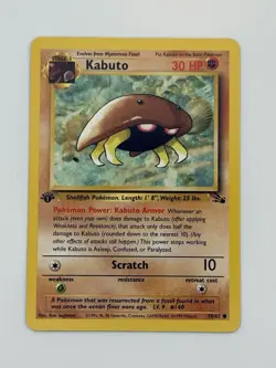 1st Edition Kabuto Fossil 50/62 - Vintage Pokemon TCG NM - Image 1