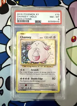 2016 Pokemon XY Evolutions Chansey 70/108 Holo Foil PSA 8 NM-MINT MT - Image 1