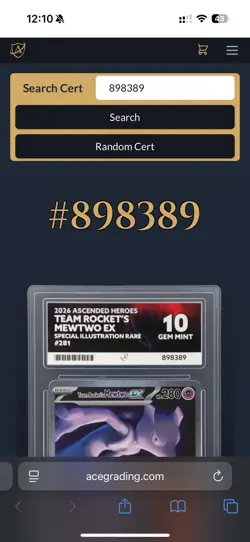 2026 Ascended Heroes Team Rockets Mewtwo SIR Ace 10 Gem Mint English Pokemon - Image 4