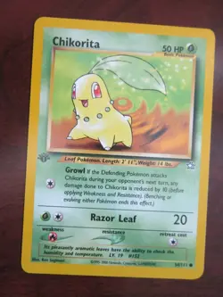 CHIKORITA 1ST EDITION POKEMON CARD 54/111 NEO GENESIS NON HOLO NEVER PLAYED NM- - Image 1