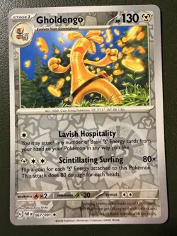 Pokemon TCG Gholdengo 67/91 Paldean Fates SV4.5 Reverse Holo NM - Image 1