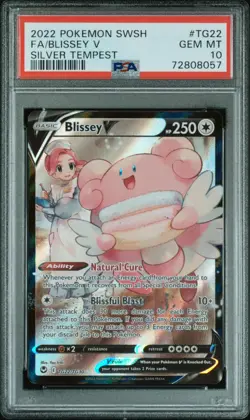 2022 Pokemon Sword and Shield Silver Tempest TG22 Full Art/Blissey V PSA 10 - Image 1