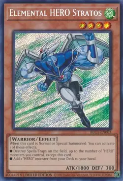 Yugioh Elemental Hero Stratos Secret Rare 1st Edition NM BLC1 - Image 1