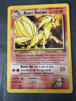 Pokemon TCG Blaine's Ninetales Card 21/132 Gym Challenge Non-Holo Rare - Image 1
