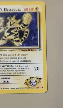 2000 Pokemon WOTC English Gym Heroes Lt. Surge's Electabuzz GHLsE1 - Image 4