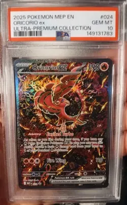 2025 Pokemon EN-Me Black Star Promo Oricorio Ex PSA 10 Mega Charizard UPC Promo! - Image 1