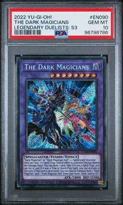 2022 YU-GI-OH! LEGEND DUELISTS: SEASON 3 #EN090 THE DARK MAGICIANS PSA 10 - Image 1