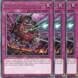 yugioh 3x Zerstorerische Daruma-Karmakanone PHRE-DE030 RARE 1AUFLAGE DEUTSCH - Image 1
