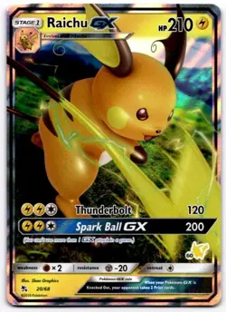Raichu GX - 20/68 (#60 Pikachu Stamped) 020/068 Holo Battle Academy Pokemon MP - Image 1