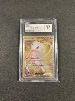QTY (2) - 2023 POKEMON SCARLET & VIOLET 151 GOLD METAL UPC MEW EX CGC 10 - Image 1