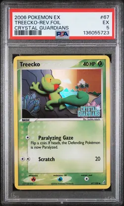 2006 POKEMON EX CRYSTAL GUARDIANS #67 TREECKO-REVERSE FOIL PSA 5 - Image 1